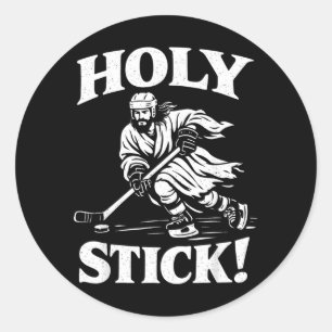 Jesus Hockey Classic Round Sticker