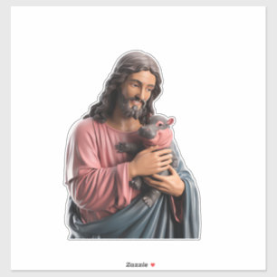 Jesus Holding a Baby Hippo Painting Playful Twist