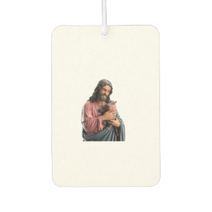 Jesus Holding a Baby Hippo Painting Playful Twist  Air Freshener
