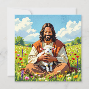 Jesus holding a Lamb   Religious Christian