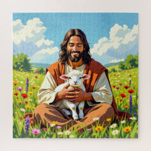 Jesus holding a Lamb   Religious Christian Jigsaw Puzzle