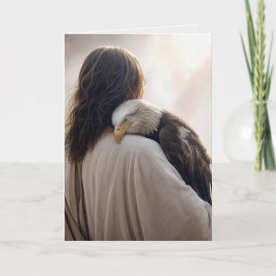 Jesus Holding a Sick Bald Eagle Card