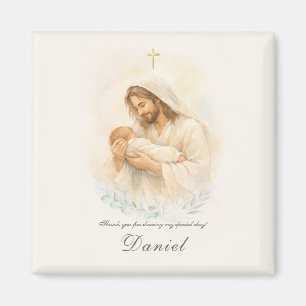 Jesus Holding Baby Baptism Save the Date Magnet