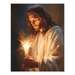 Jesus Holding Candle Photo Print