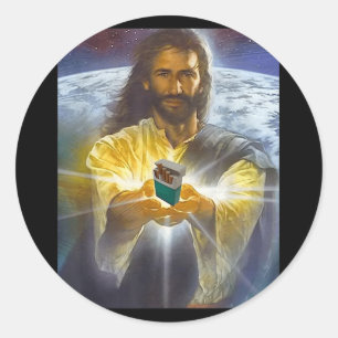 Jesus Holding Cigarettes, Funny Jesus  Classic Round Sticker