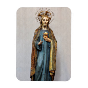 Jesus Holding Golden Sacred Heart Magnet