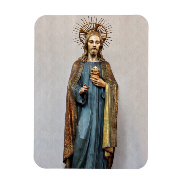 Jesus Holding Golden Sacred Heart Magnet (Vertical)