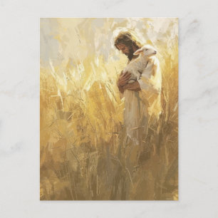 Jesus Holding Lamb – Comforting Christian Postcard