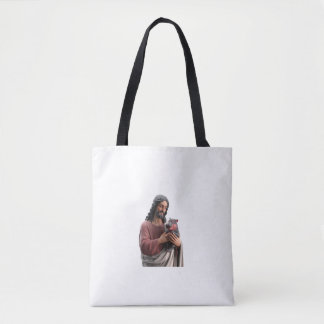 Jesus Holding Moo Deng the Pygmy Hippo Classic Art Tote Bag