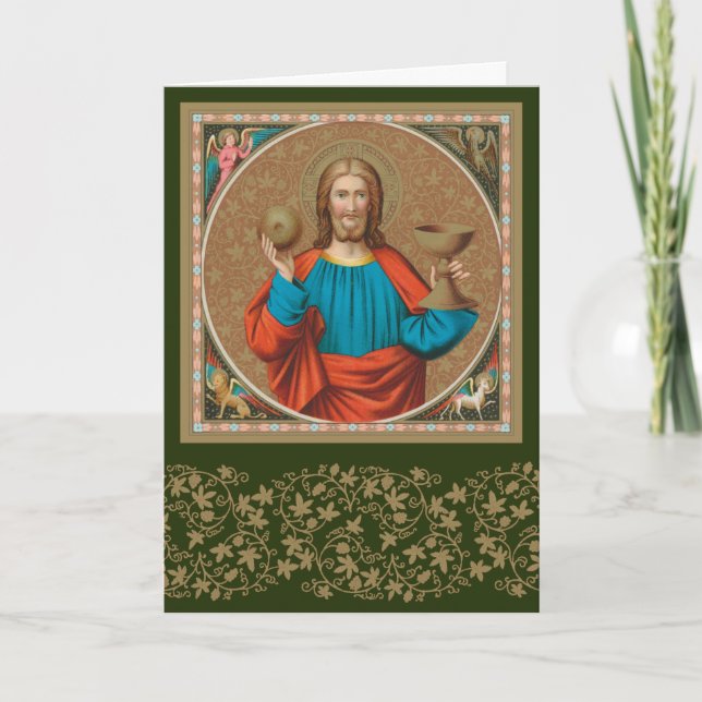 Jesus Holding Up the Eucharist (SNV 050) Card (Front)