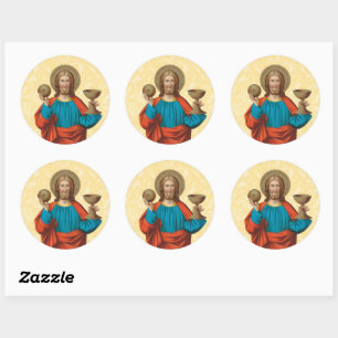 Jesus Holding Up the Eucharist (SNV 050) Classic Round Sticker