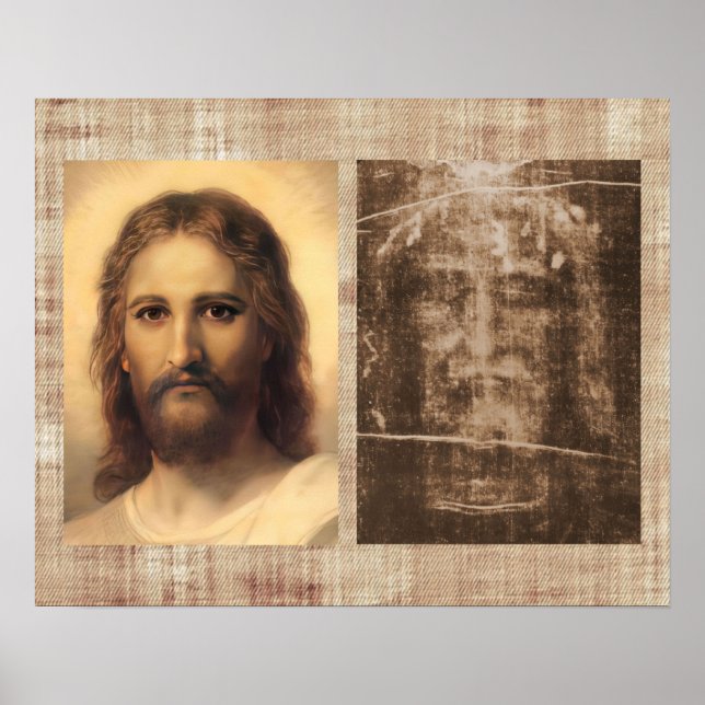 Jesus Holy Face and Shroud of Turin Poster (Front)