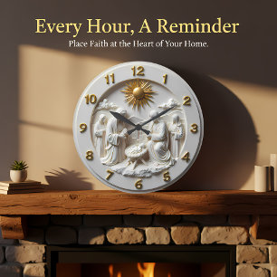 Jesus Holy Family Nativity Large Clock