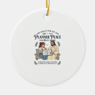 Jesus Homeschool Mom Planner Shirt Faith Based Des Ceramic Ornament