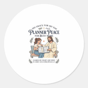 Jesus Homeschool Mom Planner Shirt Faith Based Des Classic Round Sticker