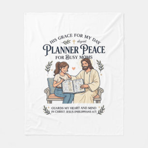 Jesus Homeschool Mom Planner Shirt Faith Based Des Fleece Blanket