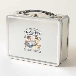 Jesus Homeschool Mom Planner Shirt Faith Based Des Metal Lunch Box