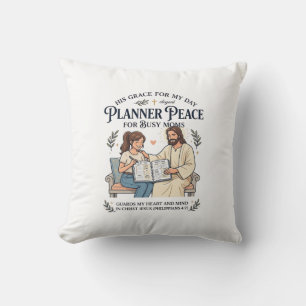 Jesus Homeschool Mom Planner Shirt Faith Based Des Throw Pillow