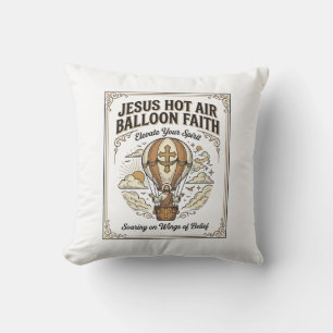 Jesus Hot Air Balloon Faith Jesus Hot Air Balloon  Throw Pillow