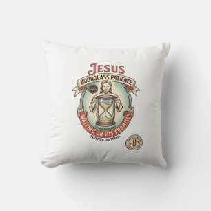 Jesus Hourglass Patience Jesus Hourglass Patience Throw Pillow