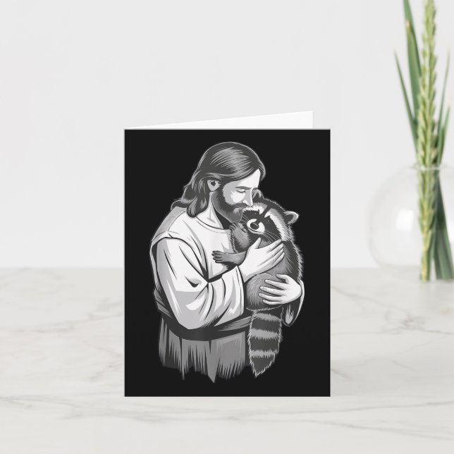Jesus Hugging Raccoon _1  Card (Front)