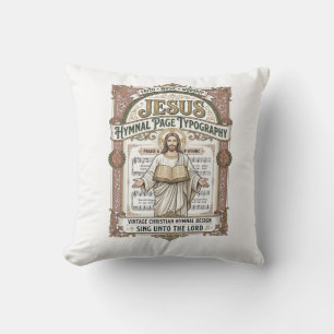 Jesus Hymnal Page Typography Jesus Hymnal Page Throw Pillow