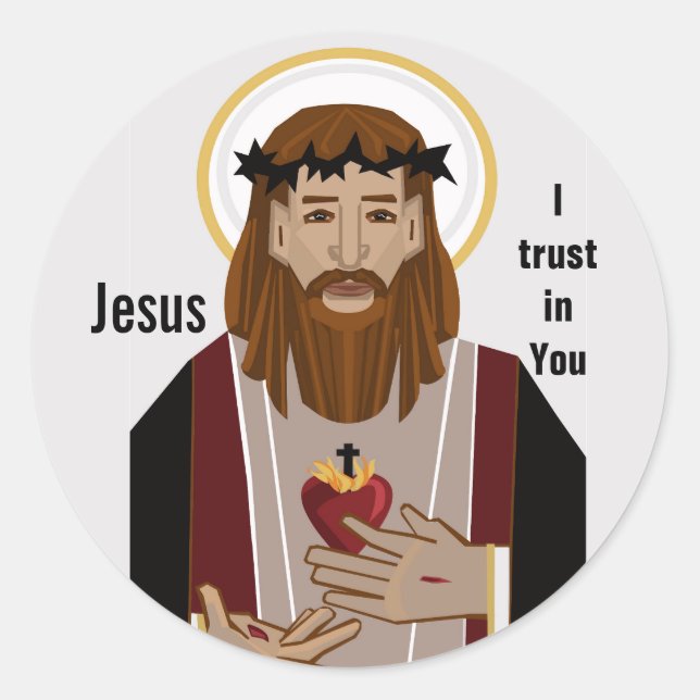 Jesus I trust in You Classic Round Sticker (Front)