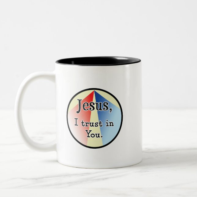 Jesus, I Trust in You Divine Mercy  Two-Tone Coffee Mug (Left)