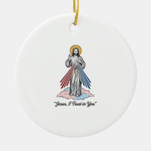 Jesus I Trust in You Vintage Engraving Shirt Desig Ceramic Ornament
