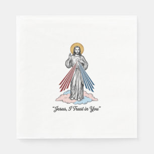 Jesus I Trust in You Vintage Engraving Shirt Desig Napkin