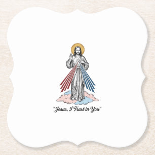 Jesus I Trust in You Vintage Engraving Shirt Desig Paper Coaster