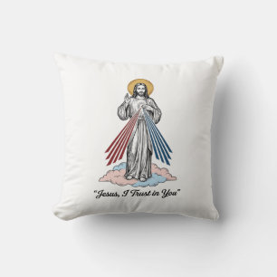 Jesus I Trust in You Vintage Engraving Shirt Desig Throw Pillow
