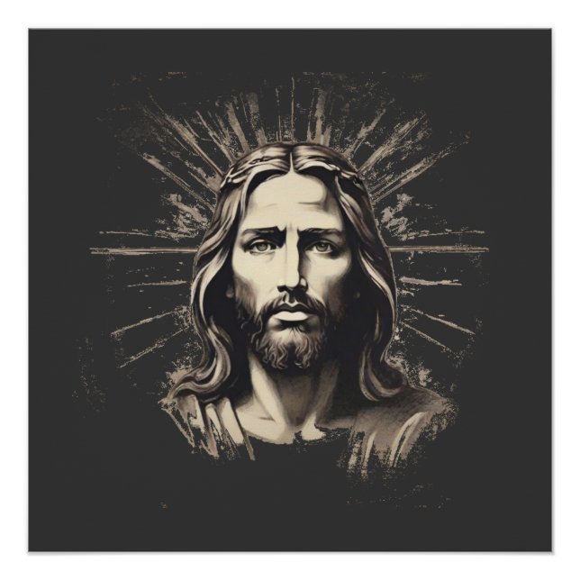 Jesus in a black and white stencil 1 poster (Front)