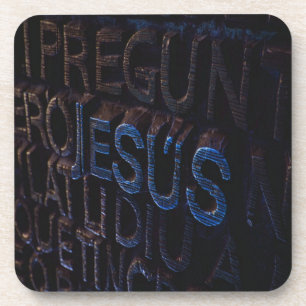 Jesus in Blue Stone Christian God Love Coaster