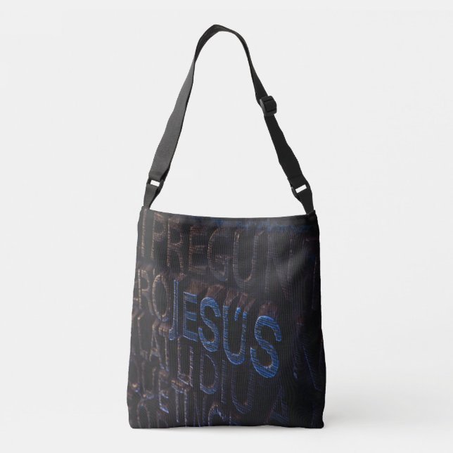 Jesus in Blue Stone Christian God Love Crossbody Bag (Back)