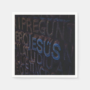 Jesus in Blue Stone Christian God Love Napkin