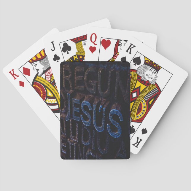 Jesus in Blue Stone Christian God Love Playing Cards (Back)