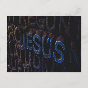 Jesus in Blue Stone Christian God Love Postcard