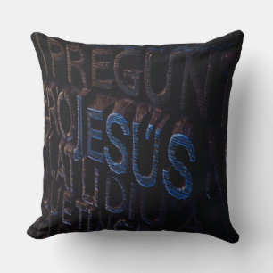 Jesus in Blue Stone Christian God Love Throw Pillow