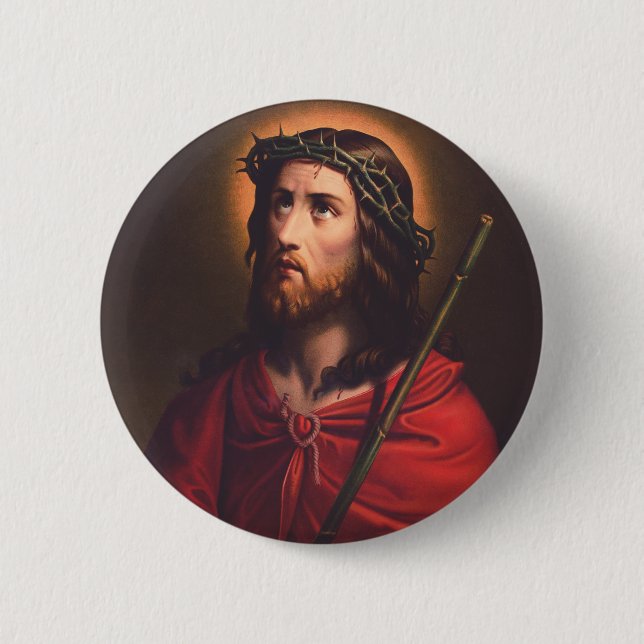 Jesus in Crown of thorns 2 Inch Round Button (Front)