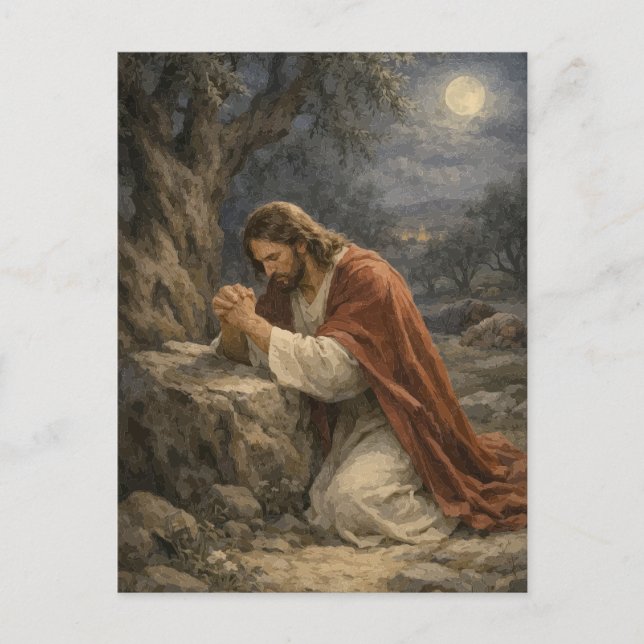 Jesus in Gethsemane Prayer Postcard – Comfort (Front)