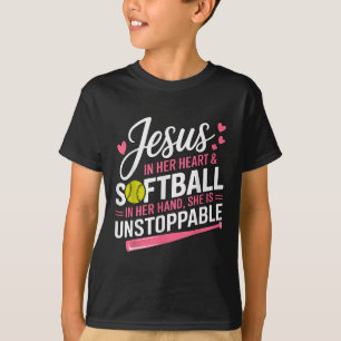 Jesus In Her Heart And Softball In Her Hand Softba T-Shirt