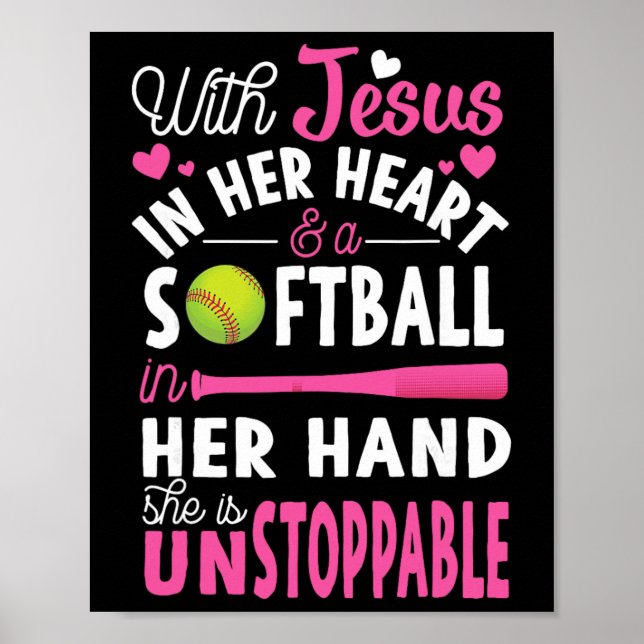 Jesus In Her Heart Softll Hand Funny Pitcher Gift  Poster (Front)