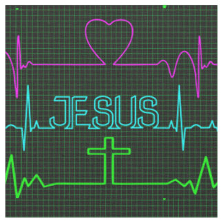 Jesus in my heart Rhythm cardiogram Medical doctor Fabric