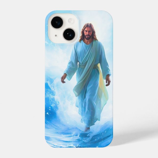 Jesus In Ocean Waves Iphone Case (Back)