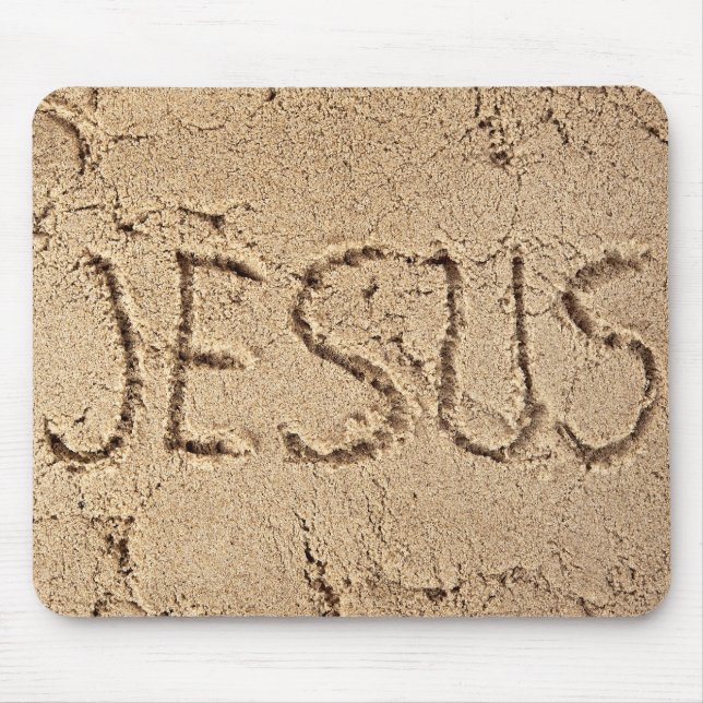 Jesus in sand mouse pad (Front)