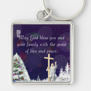Jesus in Snow Keychain