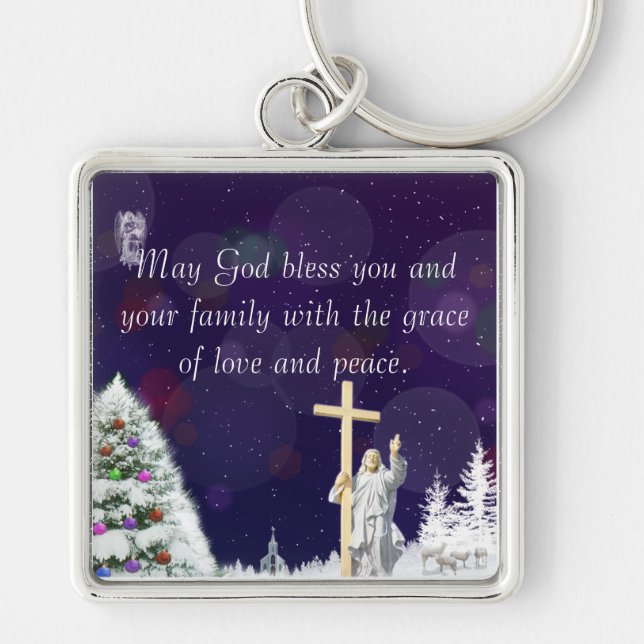 Jesus in Snow Keychain (Front)