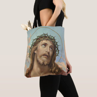 Jesus in the crown of thorns tote bag