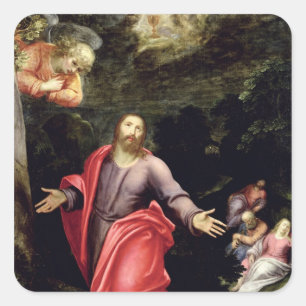 Jesus in the Garden of Olives, c.1590-95 Square Sticker
